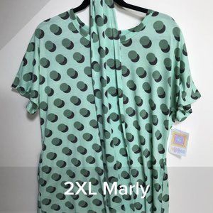 Lularoe Green Polka Dot Marly Dress 2XL NWT